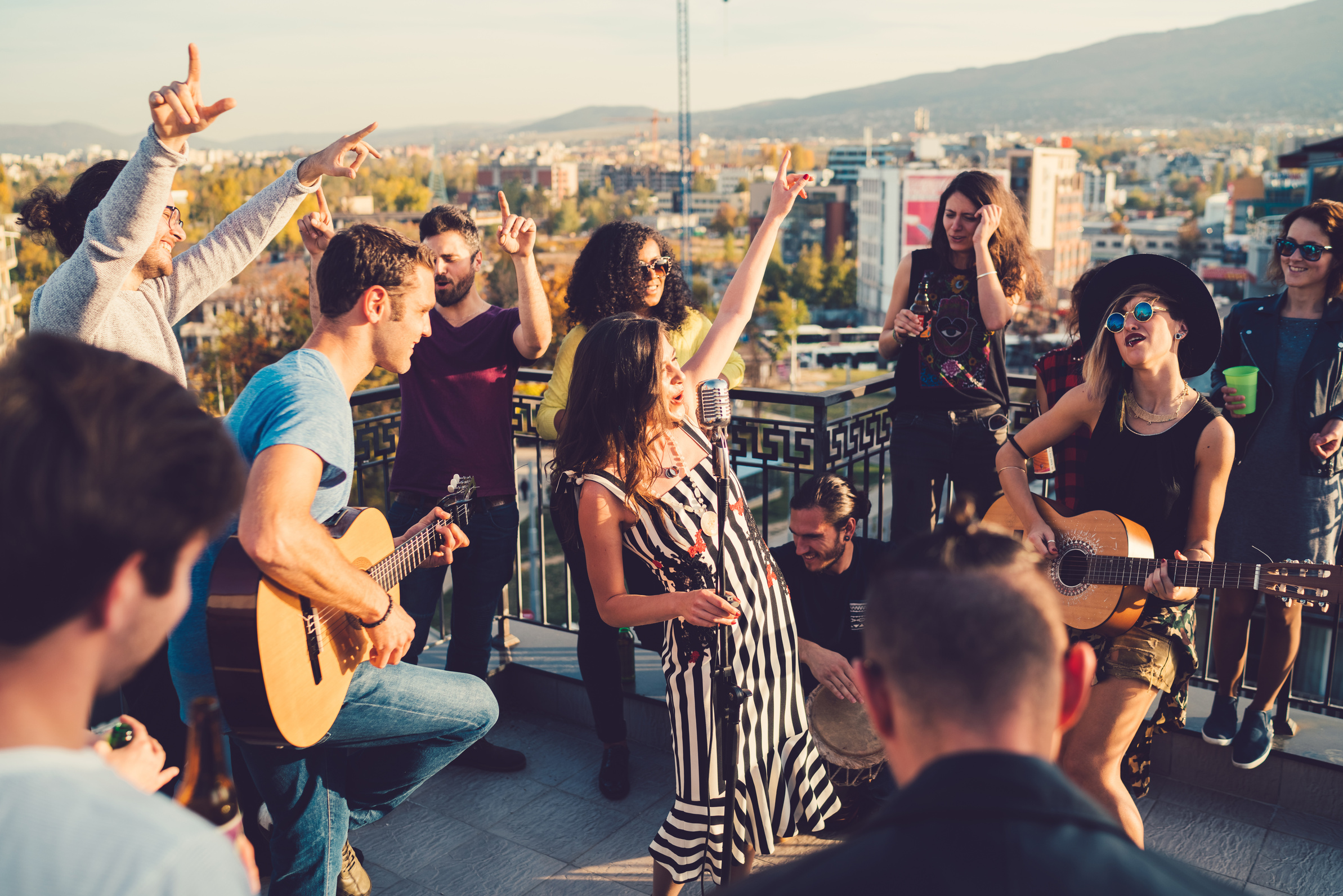 Rooftop party with live music